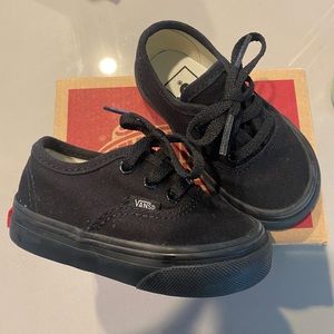 Lace up Vans in Black. New In Box. Toddler size 4.5